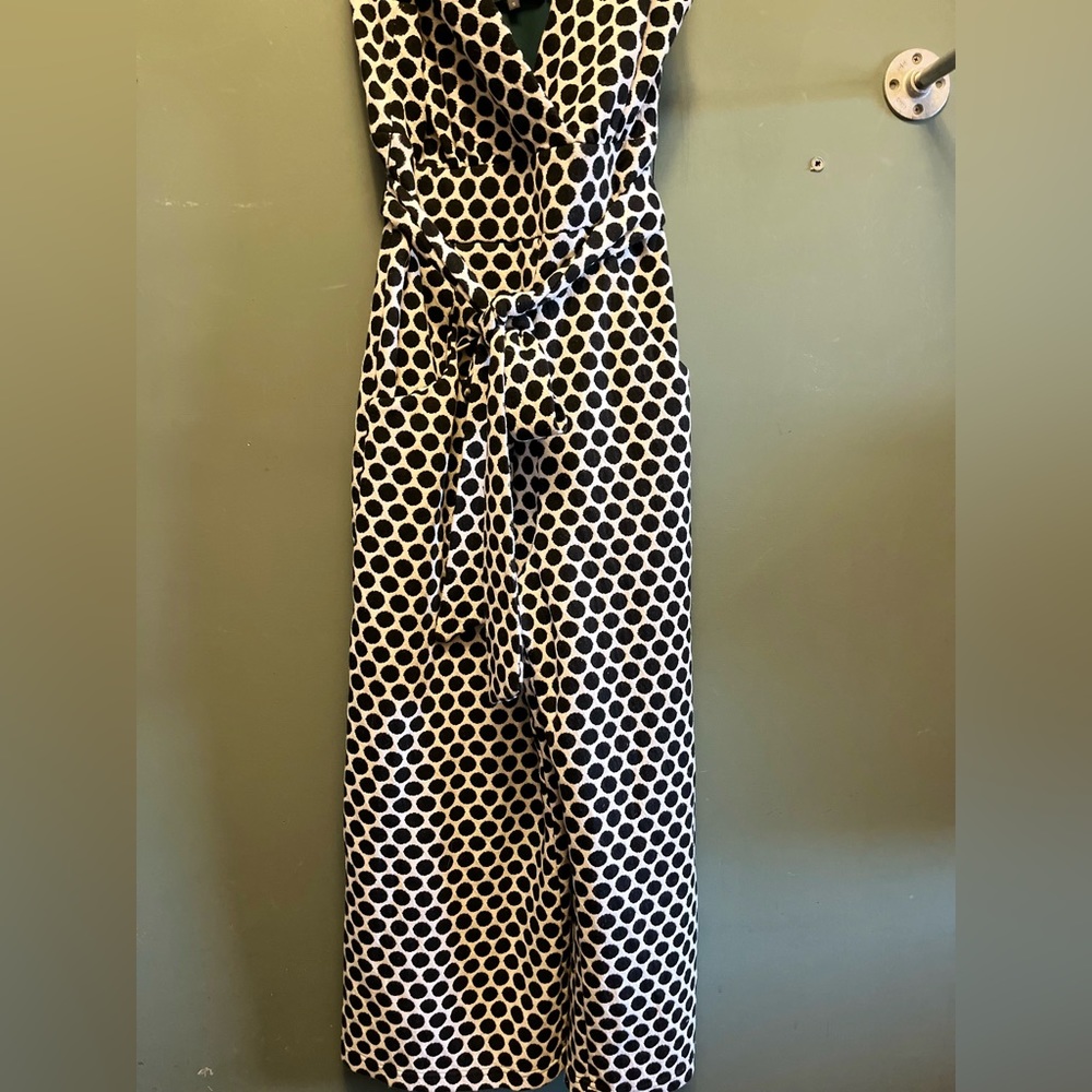 Anthropologie Black and White Polka Dot Jumpsuit - Picture 4 of 8